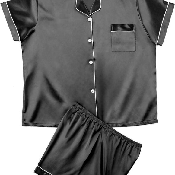 NWT Womens Loungewear Two Piece Sleepwear Button Down Pj Shorts Set - L - Picture 4 of 9